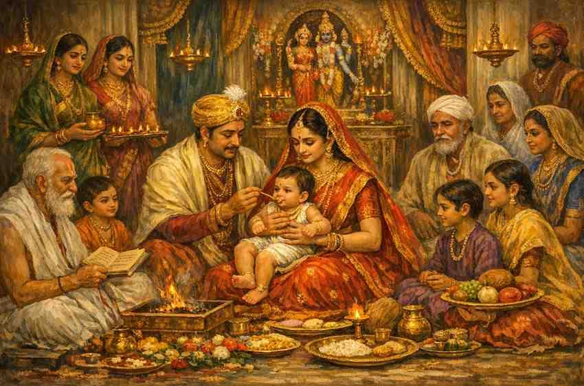 अन्नप्राशन संस्कार पूजा विधि: वैदिक, गृह्यसूत्रीय एवं आयुर्वेदिक शास्त्रसम्मत विधान