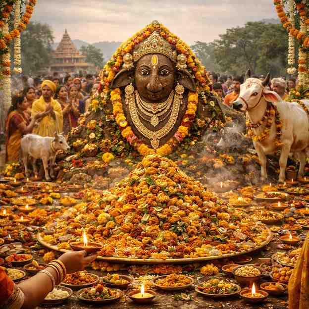 गोवर्धन पूजा विधि: अन्नकूट प्रसाद एवं गिरिराज गोवर्धन पूजन की शास्त्रसम्मत विधि